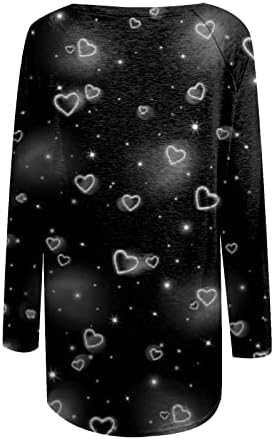 צמרות לנשים 2023, נשים פוקר חמוד הדפסת לב שרוול ארוך חולצת שרוול מזדמן חולצות טוניקה לבושות לילדות נוער