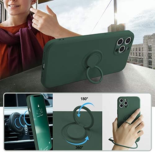 Abitku Stand Case תואם ל- iPhone 12 Pro, מחזיק טבעת 360 ° מיקרופייבר בד מגן אטום הלם עבור iPhone 12 Pro 6.1 אינץ '