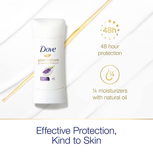 Dove Care Advanced Antiperspirant Deodorant Stick לנשים, Lavender Fresh, להגנה על 48 שעות ושחיקה רכה ונוחה, 2.6 גרם