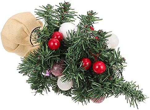 אברופאן 2 יחידים קישוט לקישוט לכדור עץ עדין של צלמית, בסיס חג המולד במרכז חג המולד עם מלאכת מלאכה עומדת תצוגת אביזר מיני אורן ארוחת ערב שולחן ענפי שולחן שולחן