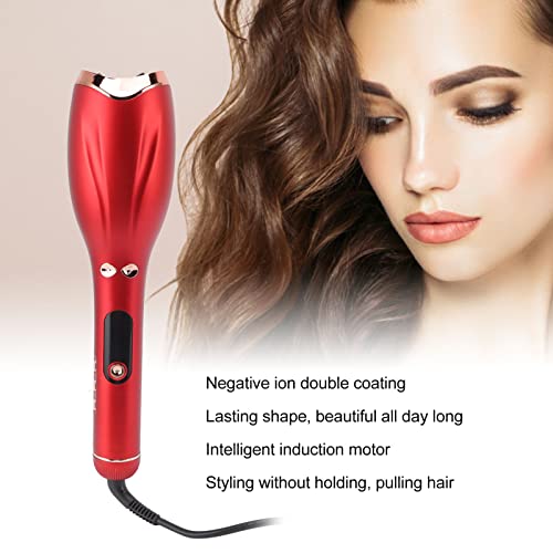 מסלסל שיער, LED לבטוח ברזל שיער מציג חימום מהיר מסתלסל אוטומטי תלתלים עם שרביט ברזל לשיער ארוך בינוני למתחילים אדום 110-240V