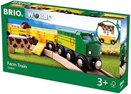 חיוניות העולם 33404-חוות רכבת - 5 חתיכה עץ צעצוע רכבת סט לילדים גיל 3 ומעלה