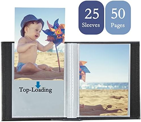 Artmag אלבום תמונות קטן 4x6 2 חבילה, כל חבילה עם 26 עמודים ברורים מחזיקה 52 תמונות אנכיות לתמונות 4x6, יצירות אמנות או אחסון גלויות