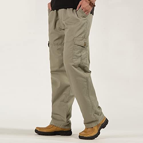 מכנסי מטען קלים גברים גברים גדולים וגבוהים מכות כותנה רופפת מזדמנים בתוספת מכנסי מותניים אלסטיים בגודל גודל- מכנסיים-