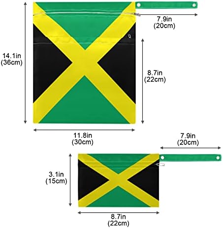 ZZXXB דגל ג'מייקה שקית רטובה אטומה למים חיתול בד לשימוש חוזר תיק יבש רטוב עם כיס רוכסן לטיולים בריכת חוף כושר יוגה יוגה