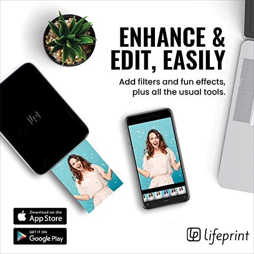 הדפסת LifePrint 3x4.5 מדפסת תמונות ווידאו ניידות לאייפון ואנדרואיד. לגרום לתמונות שלך להתעורר לחיים עם מציאות מוגברת - שחור