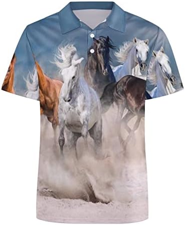 עשב חתול סוס עדר לרוץ במדבר סטורם גברים של קצר שרוול מזדמן פולו-חולצות בכושר רזה צווארון טיז ספורט גולף למעלה
