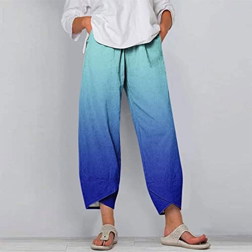 מכנסי קפרי מותניים גבוהים עם כיסים טרקלין קרוס קרוס תחתון מכנסי קיץ קצוצים מכנסיים פלאצו קל משקל