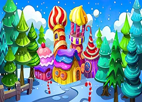 ציור יהלומים כפר חג המולד לחג המולד ביער פנטסטי טירת ממתקים אילג 'מגדל נסיעות עץ נסיעות חורף לערכות ציור למבוגרים אמנות יהלום מושלמת לעיצוב קיר ביתי 16 x20