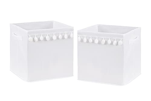 ג'וג'ו מתוק מעצב לבנים אחסון בדים לבנים קוביית קוביית קופסאות ארגזים מארגן צעצועים לילדים ילדים תינוקות - סט של 2 - מגדר ניטרלי צבע מוצק
