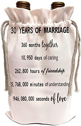3drose InspirationZstore - ימי נישואין - 30 שנות נישואין יום נישואין 30 שנה לחתונה בחודשים ימים שעות - תיק יין