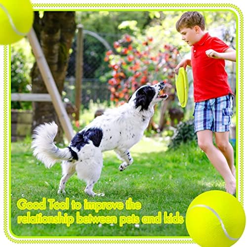 6 חתיכות ענק טניס כדור לכלבים 9.5 גדול טניס כדור לכלבים מתנפח גדול כלב צעצוע כדורי עבור מקורה חיצוני אימון משחק ספורט
