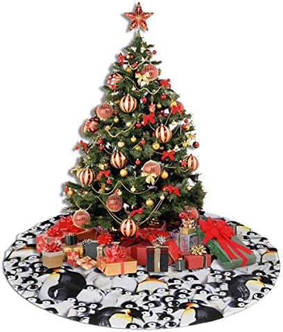 חצאית עץ חג המולד פינגווין אנטארקטי חצאית עץ חג המולד עגול יוקרה מחצלת חיצונית מקורה קישוטי עץ חג המולד כפרי קישוטי חג （30 /36 /48 שלושה גדלים）