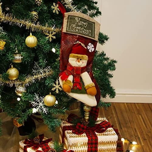 טינסוב 3 חבילה 18 איש שלג גרבי חג המולד, סנטה קלאוס, גרבי חג המולד קלאסיות של איילים מתאימים לקישוטים לחג המולד של משפחת חורף