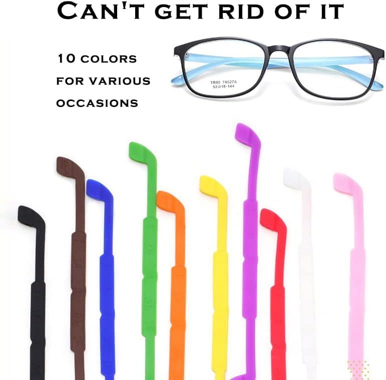משקפי שמש משקפיים משקפי שמש רצועות מחזיקי משקפיים ספורט אנטי-החלקה לילדים בנות בנות, 10 חבילות צבעוניות צבעוניות