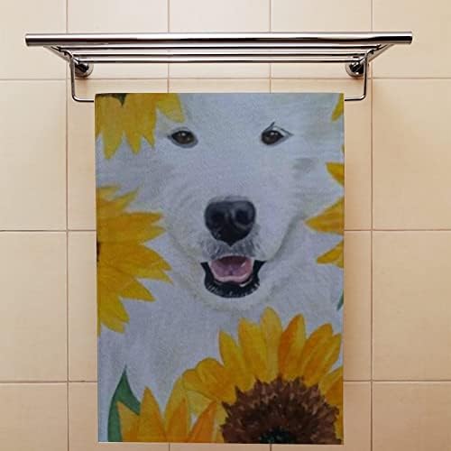 מגבות מטבח של Vantaso Bath כלב לבן בחמניות פנים מגבות מגבות 2 אריזות חדר אמבטיה סופר סופר רך ויבש רך