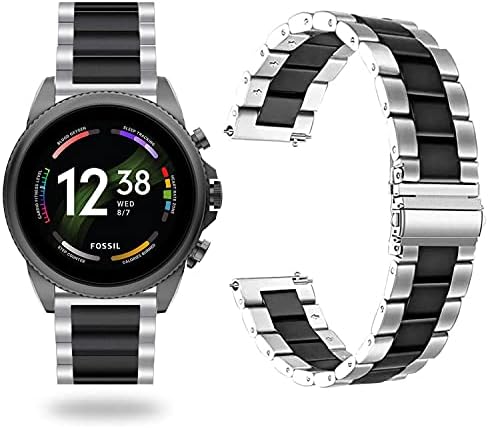 להקות Lamshaw תואמות את פס השעון החכם Gen 6 Smartwatch פס מתכת נירוסטה מוצקה עבור Fossil Gen 6 42 ממ / 44 ממ Smartwatch