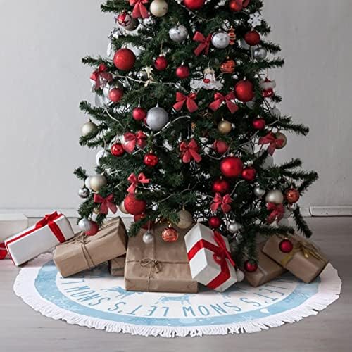 חצאית עץ חג המולד עם ציצית, צללית כלב חג המולד חצאית עץ עץ חג המולד, חצאית עץ פתית שלג 30 אינץ