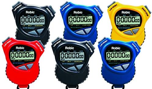 Robic 1000W Stopwatch כפול עם טיימר ספירה לאחור- מבחר חבילות. שעון עצר הנוח ביותר אי פעם, אחיזות גומי רכות. השתמש בו לשחייה, כושר, מסלול, ריצה, אימונים, מירוץ