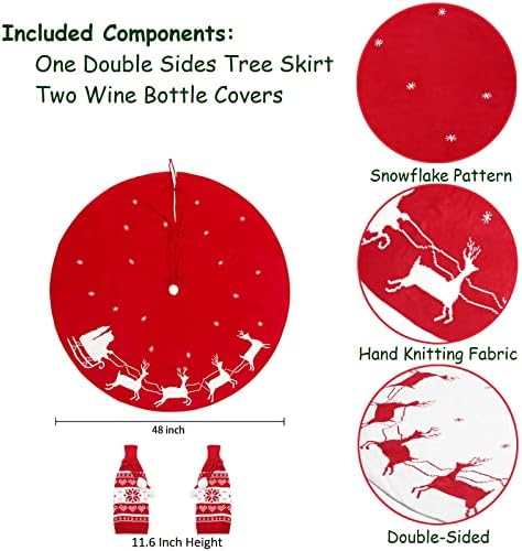 חצאית חג המולד חצאית מחצלת קישוטים, צדדים כפולים בגודל 48 אינץ