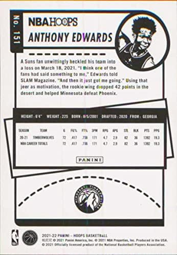 2021-22 Panini NBA Hoops 151 Anthony Edwards Minnesota Timberwolves רשמי כרטיס כדורסל NBA במצב גולמי