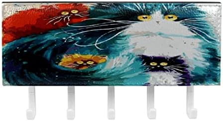 מארגן מדף אמנות לחתולים עם 5 ווים מדף מדף מטבח קיר מדף אחסון רב -פונקציונלי