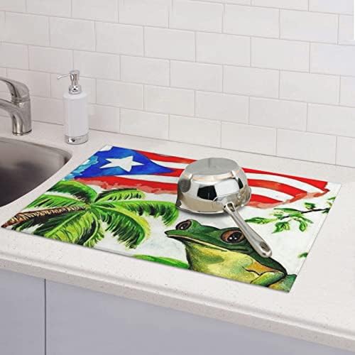דגל פוארטו ריקו צפרדע עצי דקל מודפסים כרית ייבוש מודפס