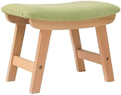 שרפרף פשוט, עקומה אלגנטית בד מעץ מלא ספסל נעליים ספסל נעל מודרני פשוט ספסל ספסל קטן-ספה ספה שרפרף עץ מושב/ירוק מושב/ירוק