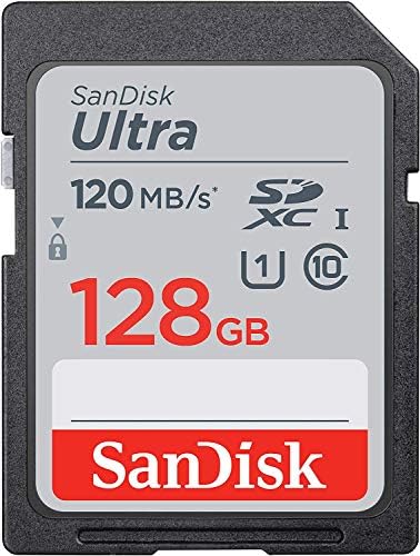 Sandisk 128GB SDXC SD כרטיס זיכרון Ultra עובד עם Nikon D3500, D7500, D5600, D5200 מצלמה דיגיטלית Class 10 עם הכל מלבד קורא כרטיסי משולב סטרומבולי