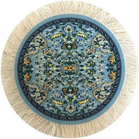 תחתיות שטיחים, סט של 4 מחצלות משקה שולחן בסגנון שטיח טורקי, מטבח סופג ואביזרי אוכל, הגנה מפני שפיכה וטפטוף, עגול