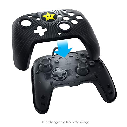 PDP Gaming Wired Wired Controller Faceplate: Star Mario Black - Nintendo Switch Faceoff