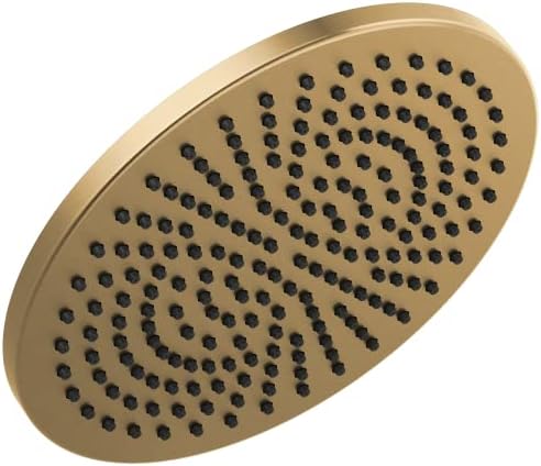דלתא-פוקט ראש מקלחת גשם עם ריסוס יחיד, ראש מקלחת זהב, ראש מקלחת גשמים, ראש מקלחת עגול, קצב זרימה של 2.5 GPM, Lumicoat Champagne Bronze 52158-CZ-PR25