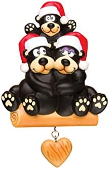 משפחה מותאמת אישית של 3 קישוטי חג המולד מתנה 2021-דוב שחור הורה חדש ראשון חג המולד 1 בתור 3 ילדים בייבי החברים הכי טובים אמא אבא ילד-פולירסין, התאמה אישית בעבודת יד ובחינם