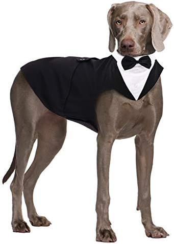 כלב חליפת טוקסידו רשמית לכלבים גדולים בינוניים ， תלבושת למסיבת חתונה של תלבושת טוקסידו עם צווארון ניתנת לניתוק ， חולצת קשת לבוש כלבים אלגנט