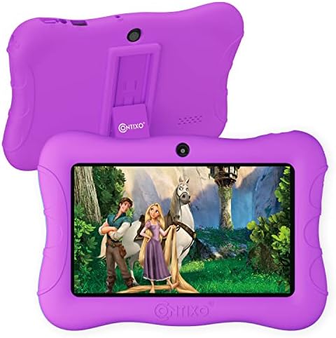 Contixo V9 Tablet Kids ו- H1 Childres Gleece אוזניות צורב, HD בגודל 7 אינץ ', בגילאי 3-7, טבליות פעוטות עם מצלמה, בקרת הורים-אנדרואיד 10, טבליות 32 ג'יגה-בייט לילדים