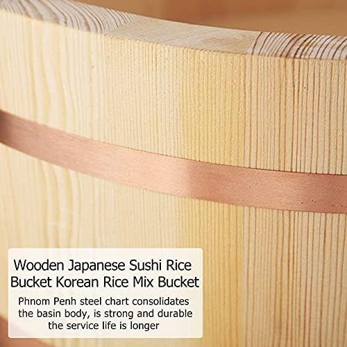 ערכת ייצור סושי יפנית ייצור אורז קערת ערבוב קערת עץ סושי אורז אמבטיה סושי אוקה לתיבול ואורז קירור, 52x14 סמ