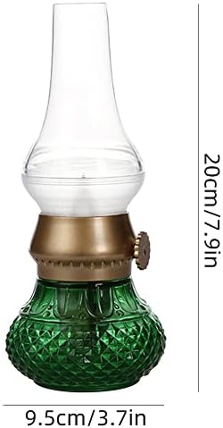 מנורת שולחן מקורה בסגנון kmyx וינטג 'מנורה תאורה של שולחן הוביל ירוק עם זכוכית ABS זכוכית לילה שידת לילה אור לילה מתאים למסדרון לחדר שינה, קוטר 3.7
