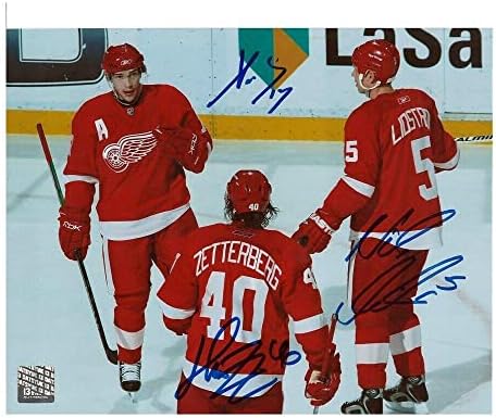 Datsyuk, Zetterberg, Lidstrom דטרויט כנפיים אדומות חתימה 8x10 צילום - 70253 - תמונות NHL עם חתימה