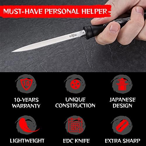 חבילה של 2 פריטים-כיס סכין - יפני סכיני שירות עם נדן - קטן שחור קבוע טקטי תחביב עבודה מיני קנופה לגברים נשים-ציוד אביזרי לגברים עץ ידית להב חד סכינים