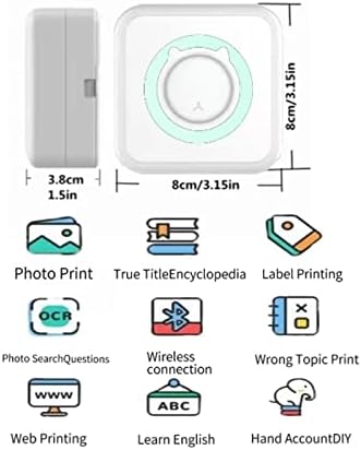 מדפסת ללא דיו מיני מדפסות תרמיות Bluetooth אלחוטיות עם 6 נייר הדפסה של גלילים לקבלת תווית קבלת תווית הערות ותזכיר