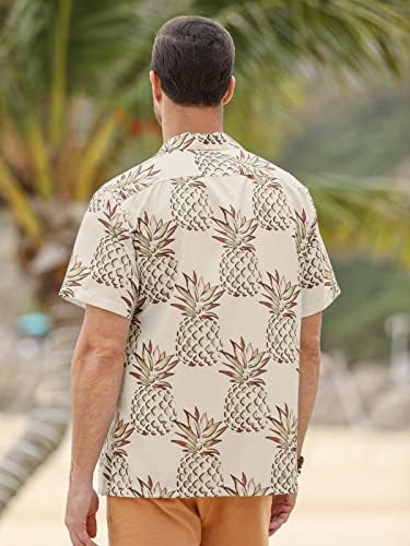 Farktop Mens שרוול קצר שרוול הוואי חולצת הדפס אננס חולצת קיץ סיבתית