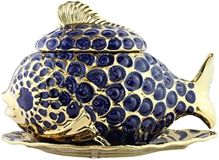 Sopera de Pescado Azul - Tureen Blue בצורת דגים כחולים זהב 14.5