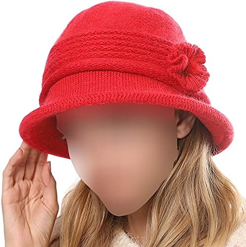 צמר חורף סרוג כובע גולגולת שנות העשרים של המאה העשרים Cloche כובע דלי סרוג לנשים סתיו סתיו סתיו
