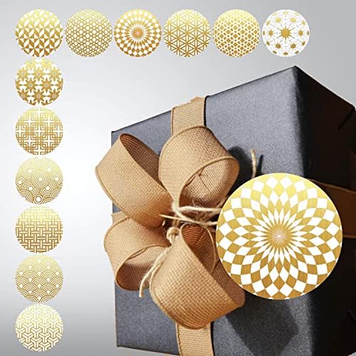 גיאומטרי דפוס זהב רדיד מדבקות-2 גדול עגול תוויות עבור חג המולד חג שמח חדש שנה יום הולדת כרטיסי מתנת קופסות מעטפת חותמות