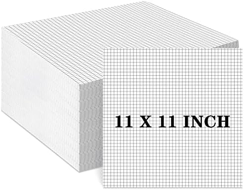 6 רפידות נייר נייר רשת גדול 11 x 11 בגרף רפידות נייר רפידות תווים דביקים גדולים עם קווי רשת אפורים רפידות תזכיר נייר גרף ללימוד משרד ביתי, 30 גיליונות/כרית