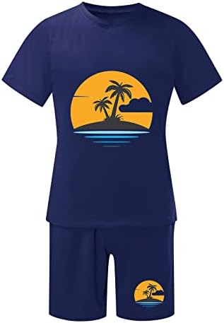 חליפות גברים BMISEGM גברים תלבושת קיץ חוף חוף שרוול קצר חולצה מודפסת חולצה קצרה מכנסיים מכנסיים עם כיסים