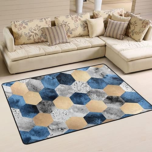 שטיח שטיחים רך גדול נייר זהב כחול אפור ישת משתלת פליימת שטיח שטיח לילדים משחק חדר שינה חדר שינה 3 'x 2', שטיח תפאורה ביתית