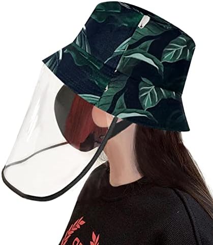 כובע מגן למבוגרים עם מגן פנים, כובע דייג כובע אנטי שמש, עלים טרופיים וינטג 'פרח פרחוני