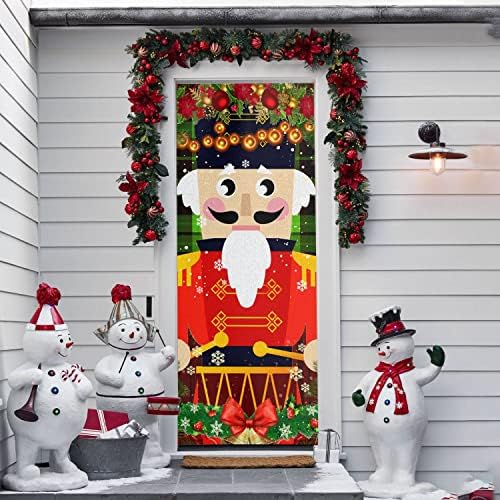 כיסוי דלת חג המולד מפצח אגוזים - מצחיק חג המולד חג עונת קישוט מול דלת לעטוף, דלת כיסוי, 36 איקס 96