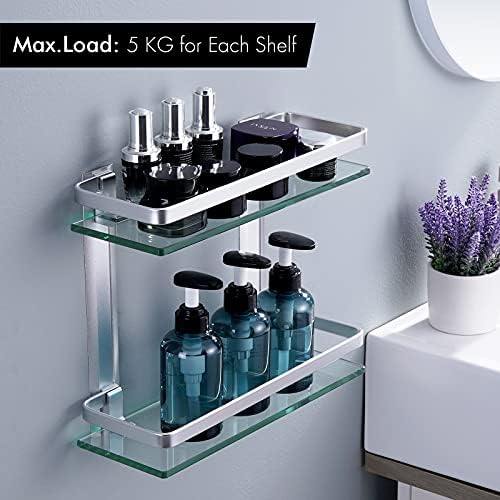 מדף זכוכית אמבטיה של KES 2 שכבה וחומרת אמבטיה סט 2 חתיכות, A4126B+LA202S23-22